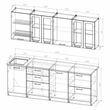 Кухонный гарнитур Ника компакт 2200 мм (Герда) в Арамиле - aramil.mebel-e96.ru