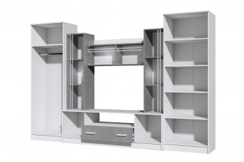 Стенка Николь-2 белый/бетонный камень(Зарон) в Арамиле - aramil.mebel-e96.ru