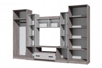 Стенка Николь-2 крафт серый/кашемир (Зарон) в Арамиле - aramil.mebel-e96.ru