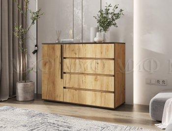 Комод 1 дверь 4 ящика (1200) Норд, дуб крафт (Миф) в Арамиле - aramil.mebel-e96.ru