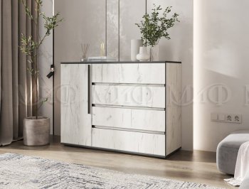 Комод 1 дверь 4 ящика (1200) Норд, крафт белый (Миф) в Арамиле - aramil.mebel-e96.ru