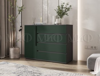 Комод 1 дверь 4 ящика (1200) Норд, графит/изумруд (Миф) в Арамиле - aramil.mebel-e96.ru