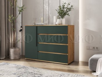 Комод 1 дверь 4 ящика (1200) Норд, крафт/изумруд (Миф) в Арамиле - aramil.mebel-e96.ru