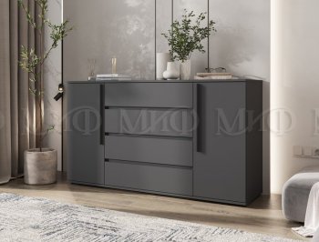 Комод 2 двери 4 ящика (1600) Норд, графит (Миф) в Арамиле - aramil.mebel-e96.ru