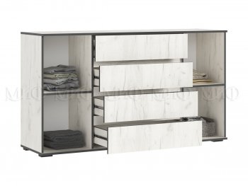 Комод 2 двери 4 ящика (1600) Норд, крафт белый (Миф) в Арамиле - aramil.mebel-e96.ru