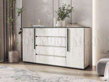 Комод 2 двери 4 ящика (1600) Норд, крафт белый (Миф) в Арамиле - aramil.mebel-e96.ru