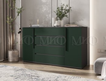 Комод 2 двери 4 ящика (1600) Норд, графит/изумруд (Миф) в Арамиле - aramil.mebel-e96.ru