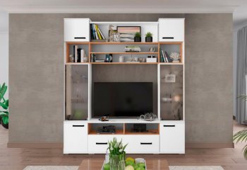 Мини-стенка ОГЦС-1 Оскар-18 белый/золотой (Текс) в Арамиле - aramil.mebel-e96.ru