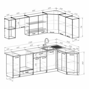 Кухонный гарнитур Ольга прайм 5 2300х1500 мм (Герда) в Арамиле - aramil.mebel-e96.ru