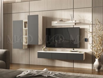 Стенка Оскар комп.2 крафт белый/графит (Миф) в Арамиле - aramil.mebel-e96.ru