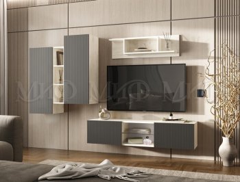 Стенка Оскар крафт белый/графит (Миф) в Арамиле - aramil.mebel-e96.ru