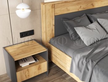 Кровать парящая Остин крафт/графит (Миф) в Арамиле - aramil.mebel-e96.ru