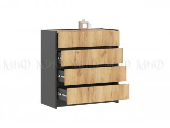 Комод 4ящ. Остин крафт/графит (Миф) в Арамиле - aramil.mebel-e96.ru