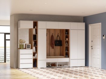 Прихожая Прага модульная, белый (Handis) в Арамиле - aramil.mebel-e96.ru