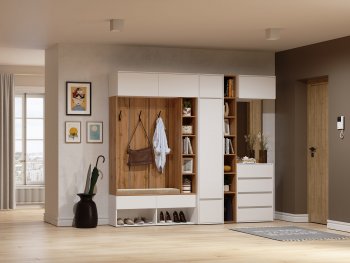 Прихожая Прага модульная, белый (Handis) в Арамиле - aramil.mebel-e96.ru