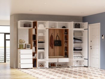 Прихожая Прага модульная, белый (Handis) в Арамиле - aramil.mebel-e96.ru