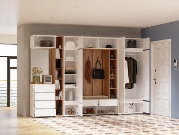Прихожая Прага модульная, белый (Handis) в Арамиле - aramil.mebel-e96.ru