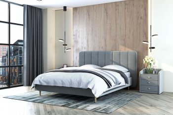 Кровать двуспальная Рино светло-серый (БМ) в Арамиле - aramil.mebel-e96.ru