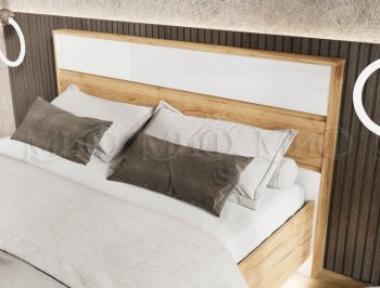 Кровать парящая с ПМ Роджина крафт/белый (Миф) в Арамиле - aramil.mebel-e96.ru