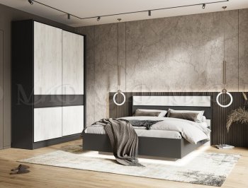 Кровать парящая с ПМ Роджина графит/крафт белый (Миф) в Арамиле - aramil.mebel-e96.ru
