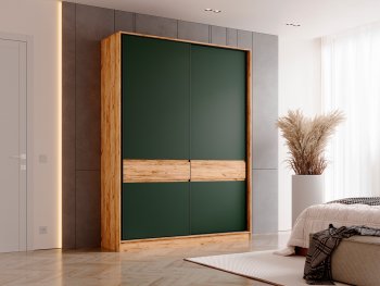 Шкаф-купе 1800 мм Роджина крафт/изумрудный (Миф) в Арамиле - aramil.mebel-e96.ru | фото