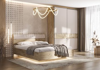 Спальный гарнитур Роджина крафт серый/кашемир, модульный (Миф) в Арамиле - aramil.mebel-e96.ru