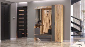 Прихожая Сабрина Дуб вотан/графит (Лин) в Арамиле - aramil.mebel-e96.ru
