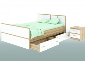 Кровать с ящиками Сакура сонома (БТС) в Арамиле - aramil.mebel-e96.ru