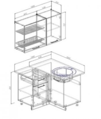 Кухонный гарнитур угловой Санторини МДФ 1000*1000 (Sanvut) в Арамиле - aramil.mebel-e96.ru