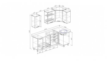 Угловой кухонный гарнитур Жемчуг 2200*1000 мм в Арамиле - aramil.mebel-e96.ru