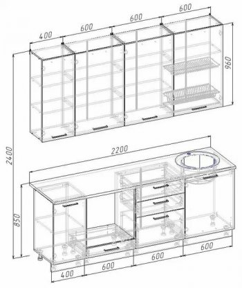 Кухонный гарнитур Муссон 2200 мм в Арамиле - aramil.mebel-e96.ru