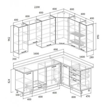 Угловой кухонный гарнитур Фьюжн 2200*1600 мм Sanvut в Арамиле - aramil.mebel-e96.ru