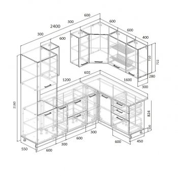 Угловой кухонный гарнитур Муссон 2400*1600 мм Sanvut в Арамиле - aramil.mebel-e96.ru
