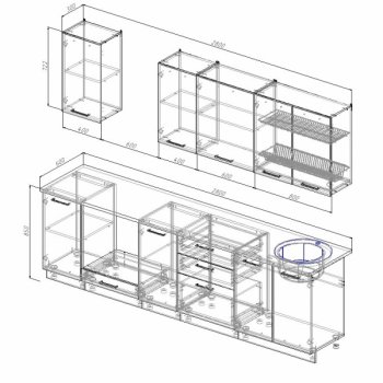 Кухонный гарнитур Руанда 2800 мм в Арамиле - aramil.mebel-e96.ru