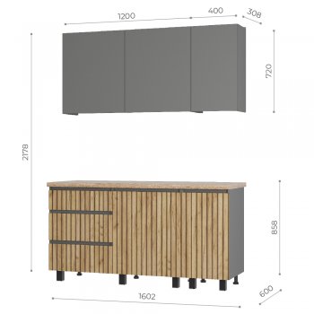 Кухонный гарнитур Шерлок 1600 мм (БТС) в Арамиле - aramil.mebel-e96.ru