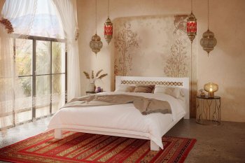 Кровать из массива Шейла белый античный (БМ) в Арамиле - aramil.mebel-e96.ru