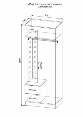 Шкаф 2-х створчатый с зеркалом Софи СШК 800.3 (ДСВ) в Арамиле - aramil.mebel-e96.ru