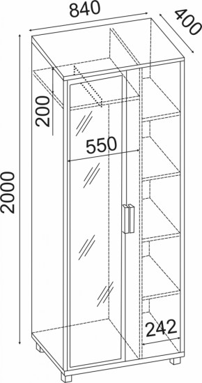 Шкаф 800 с зеркалом West (Риннер) в Арамиле - aramil.mebel-e96.ru