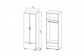 Шкаф Дуся 640 мм, ДШ 67.1, дуб бунратти/цемент в Арамиле - aramil.mebel-e96.ru