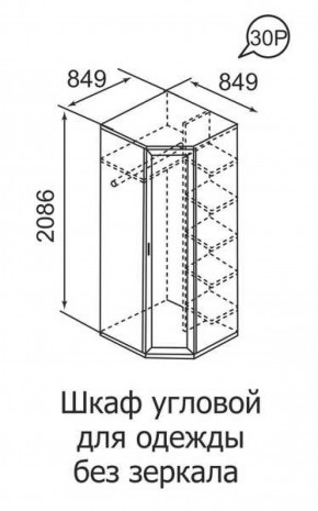 Шкаф угловой для одежды Ника-Люкс 30 без зеркал в Арамиле - aramil.mebel-e96.ru