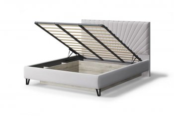 Кровать с ПМ Сильвия мягкая Moonlight (серо-бежевый), 1600 (МЛК) в Арамиле - aramil.mebel-e96.ru