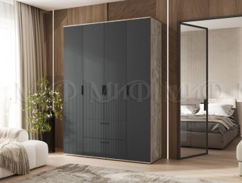 Шкаф 1600 мм Сильвия, дуб юкон/графит (Миф) в Арамиле - aramil.mebel-e96.ru