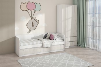 Кровать Соната 900 белый/крафт белый (Зарон) в Арамиле - aramil.mebel-e96.ru