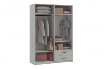 Шкаф 1500 мм  4-х ств. с зеркалом 2 ящ. SVETLANA LOFT, сосна белая (Генезис) в Арамиле - aramil.mebel-e96.ru