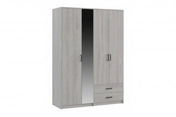 Шкаф 1500 мм  4-х ств. с зеркалом 2 ящ. SVETLANA LOFT, сосна белая (Генезис) в Арамиле - aramil.mebel-e96.ru