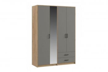 Шкаф 1500 мм  4-х ств. с зеркалом 2 ящ. SVETLANA LOFT, Дуб золотой/Серый (Генезис) в Арамиле - aramil.mebel-e96.ru