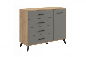 Комод-Тумба (1дв,4ящ) SVETLANA LOFT, дуб золотой/серый (Генезис) в Арамиле - aramil.mebel-e96.ru