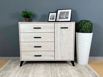 Комод-Тумба (1дв,4ящ) SVETLANA LOFT, сосна белая (Генезис) в Арамиле - aramil.mebel-e96.ru