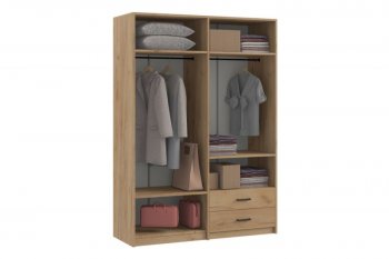 Шкаф 1500 мм  4-х ств. с зеркалом 2 ящ. SVETLANA LOFT, дуб золотой (Генезис) в Арамиле - aramil.mebel-e96.ru