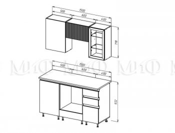 Кухонный гарнитур Техно-6 1500 мм (Миф) в Арамиле - aramil.mebel-e96.ru